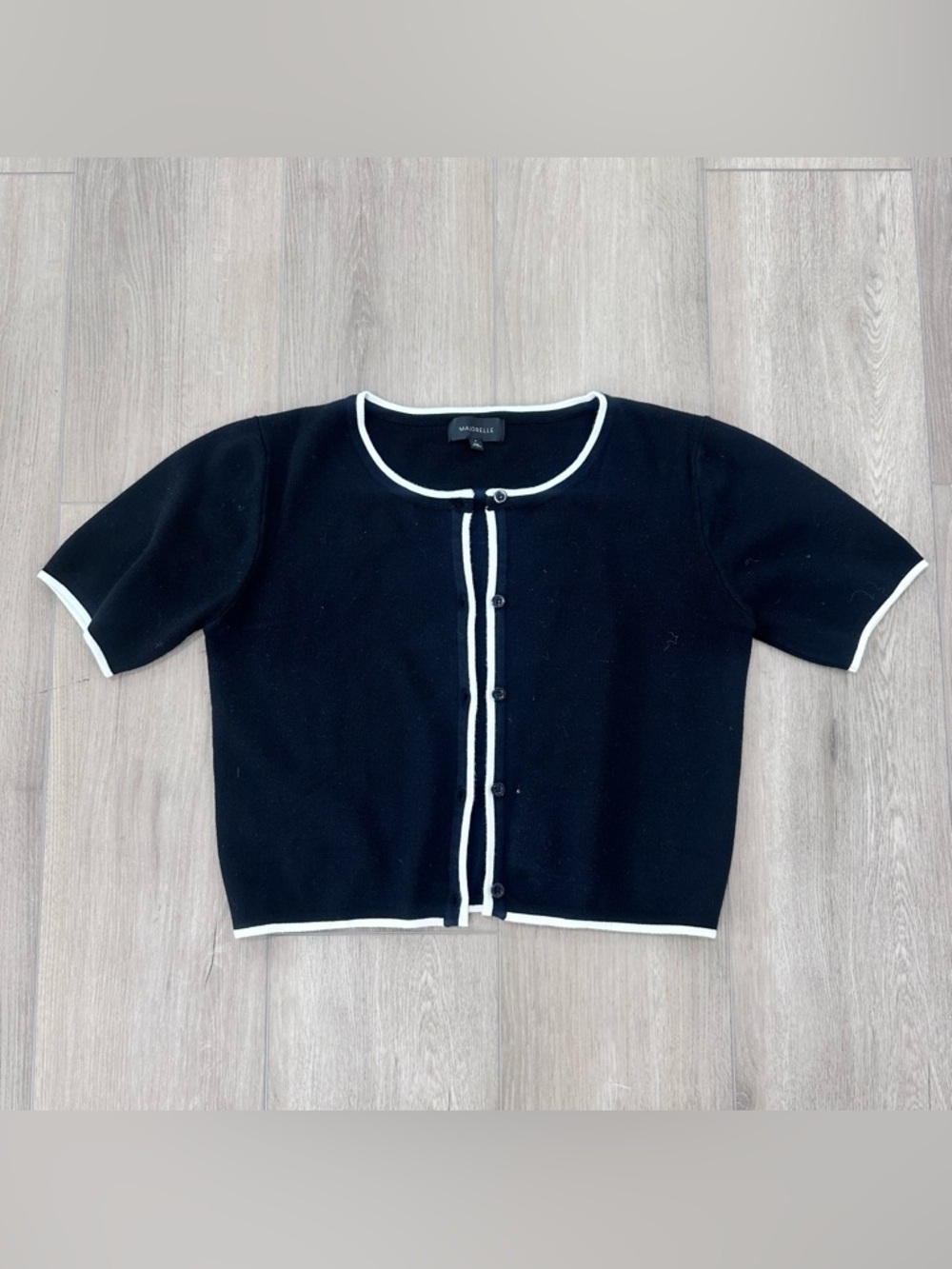 MAJORELLE Amy cropped Cardigan sweater & tank set black white medium - Picture 6 of 12
